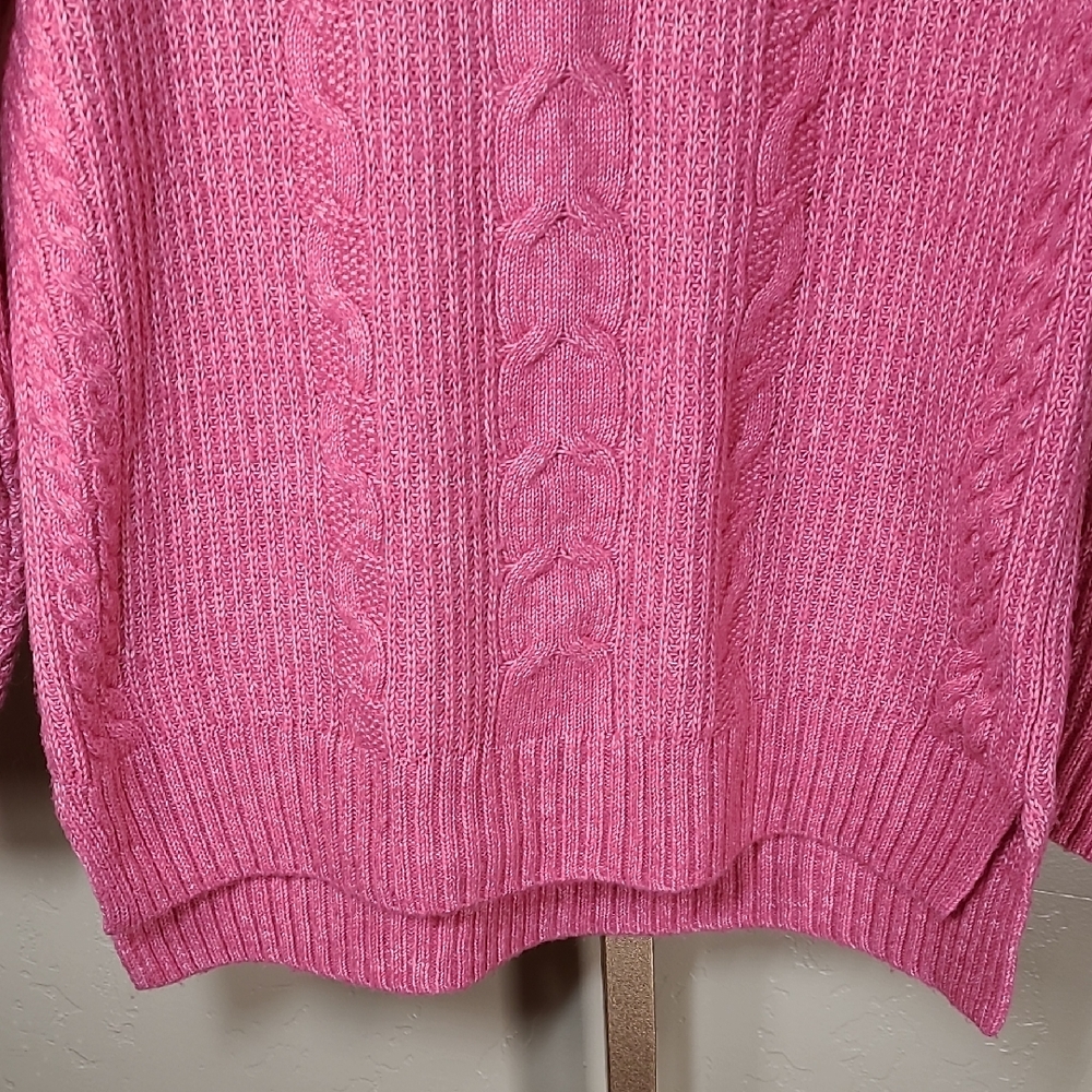 Cabi Vibrant Pink Cable Knit Sweater‎ - Picture 4 of 14